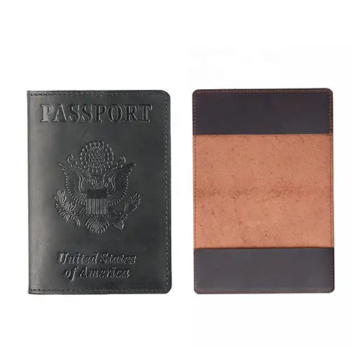  Premium Leather Passport Holder with Embossed Design